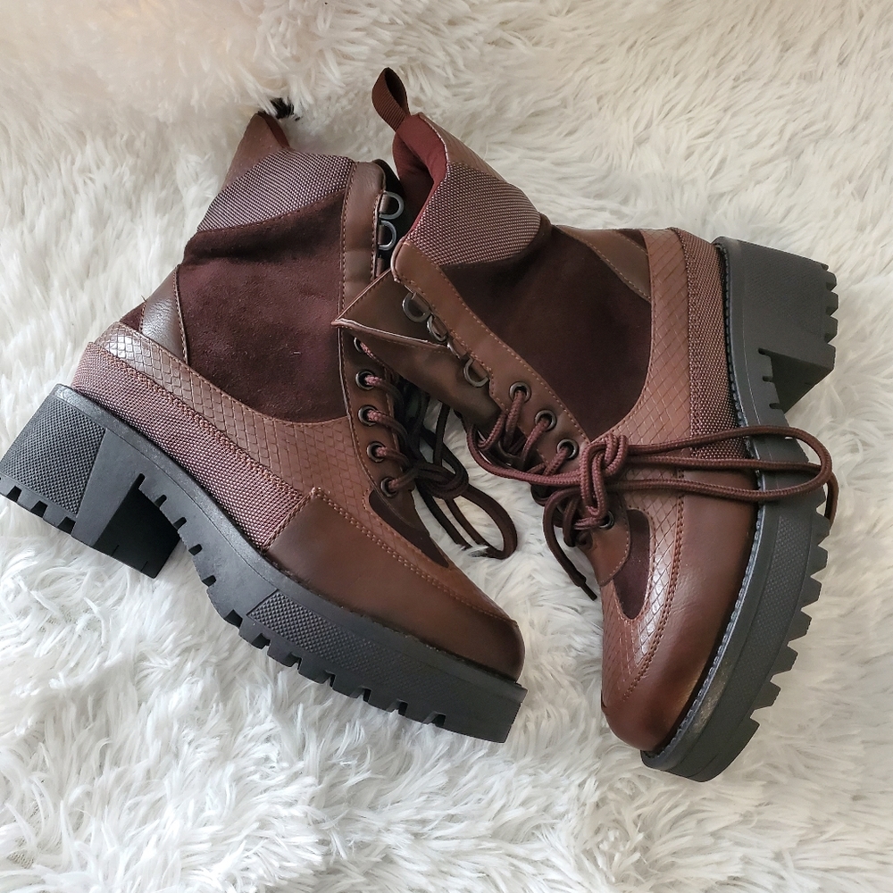 Brown Combat boots with box